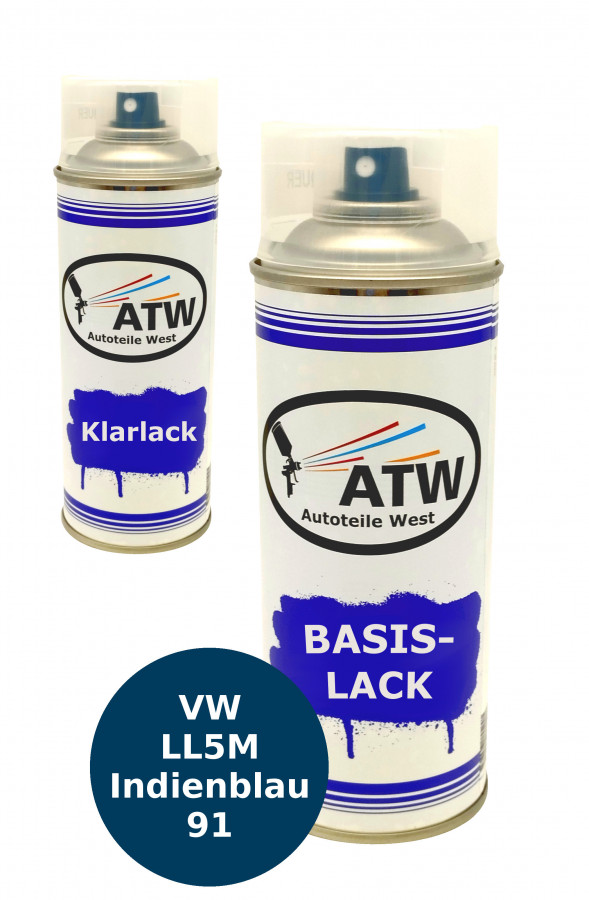 Autolack für VW LL5M Indienblau 91+400ml Klarlack Set